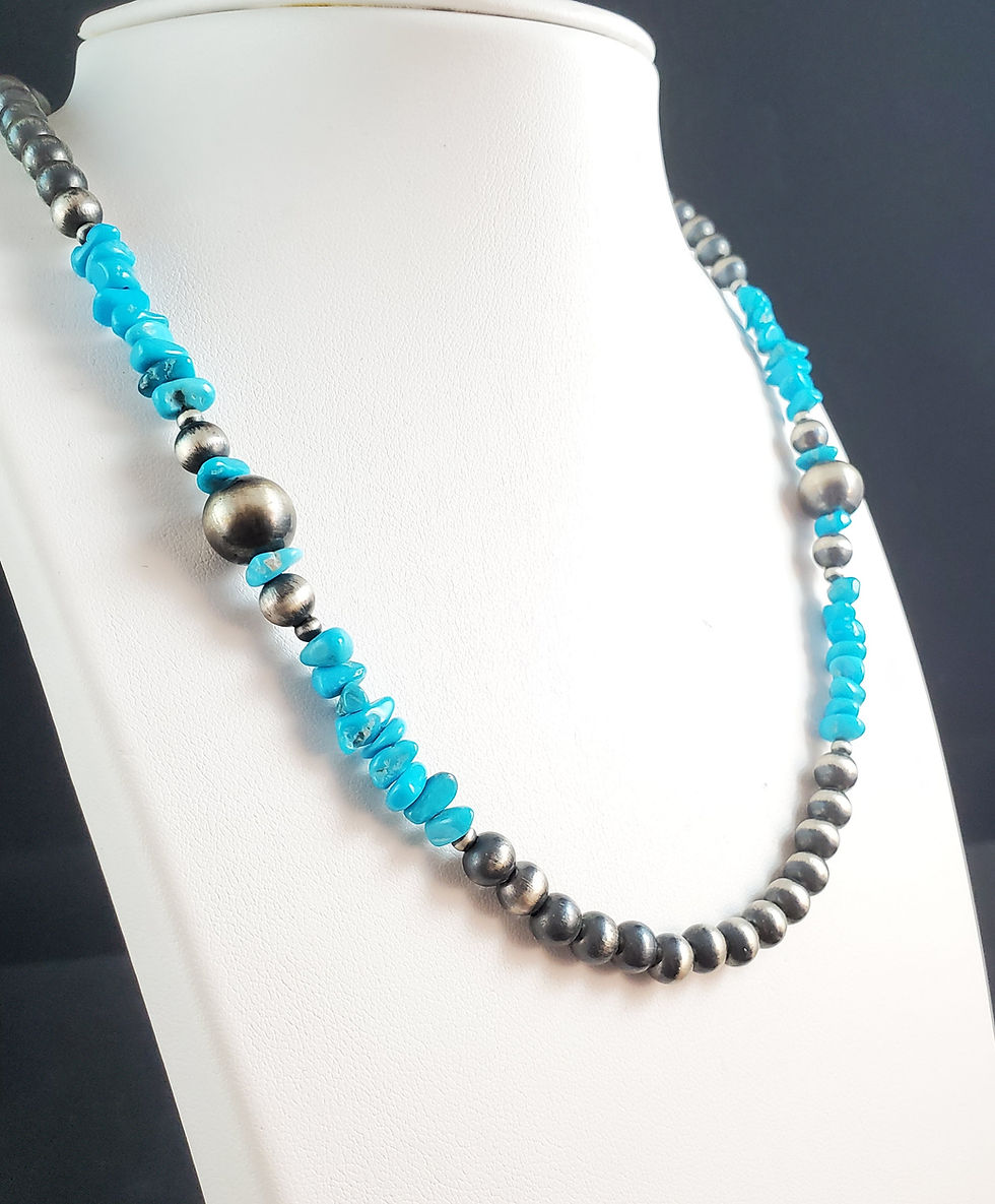 Thumbnail: Burnished Beads & Turquoise Necklace