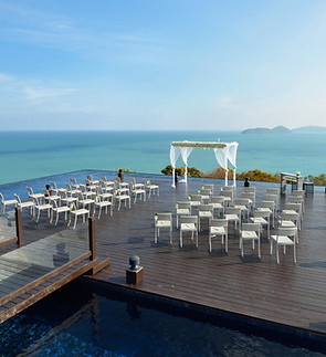 Oceanfront wedding ceremony setup