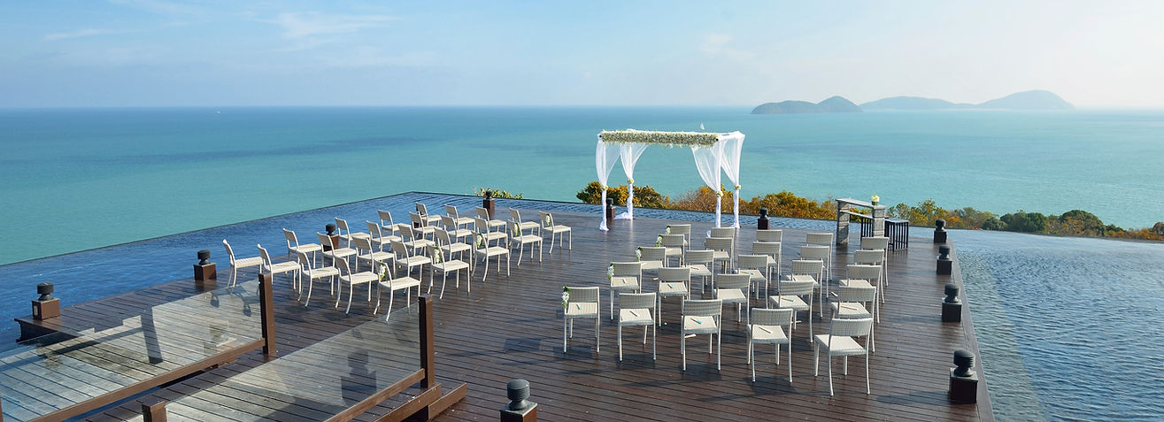 Oceanfront wedding ceremony setup