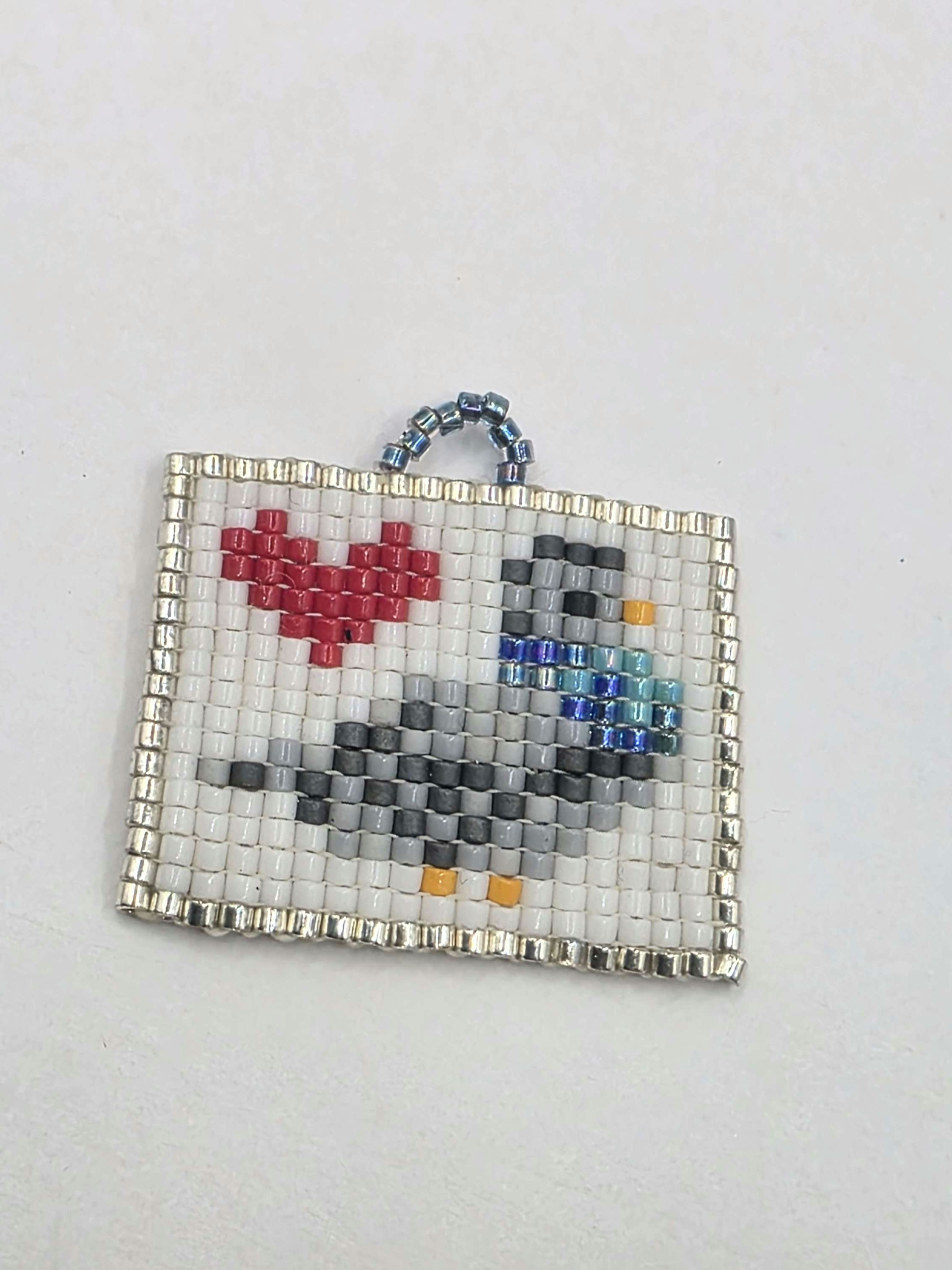 Delica Hand Beaded Pigeon Charm 