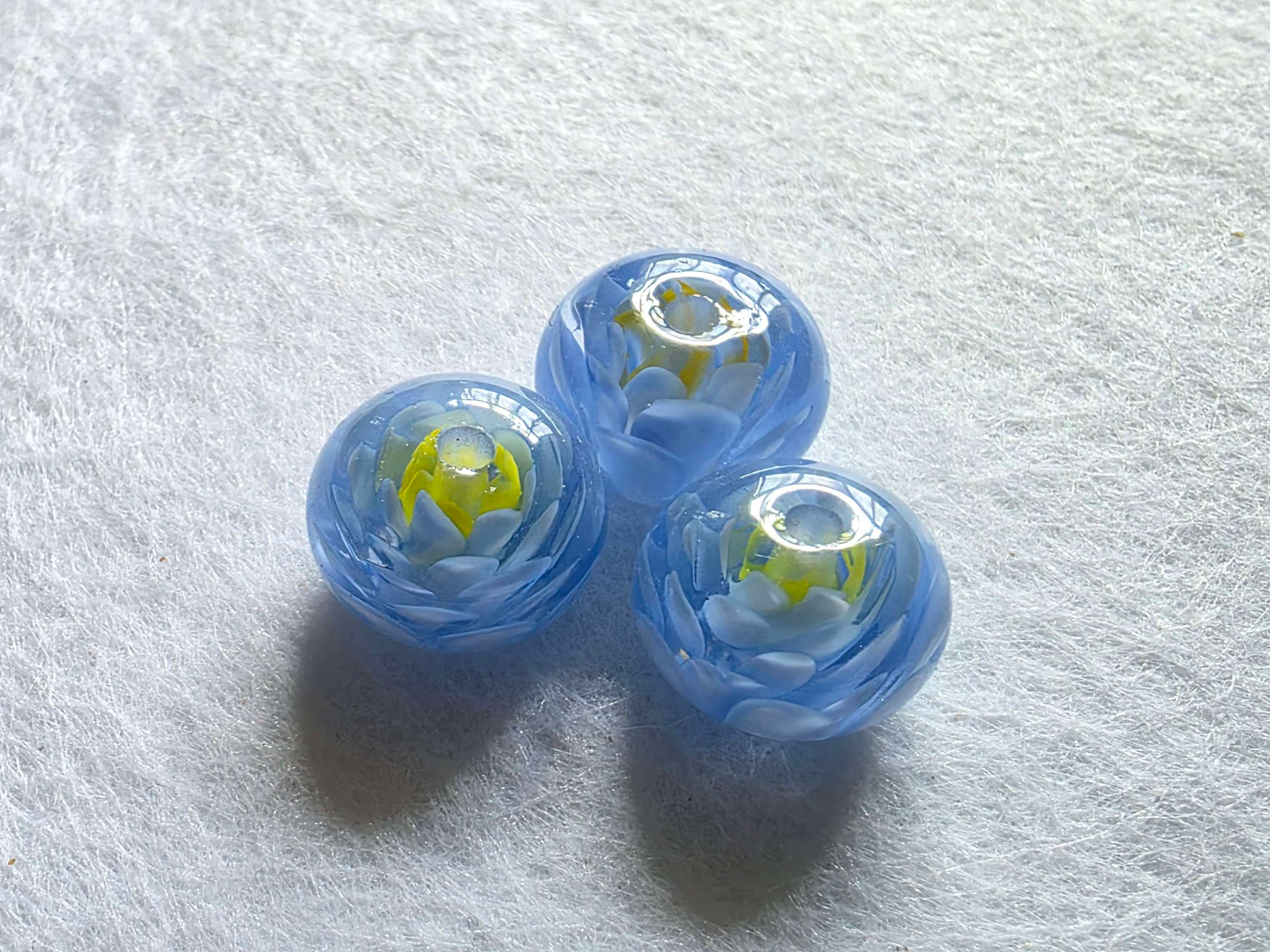 Three Layered Flower Beads Blue