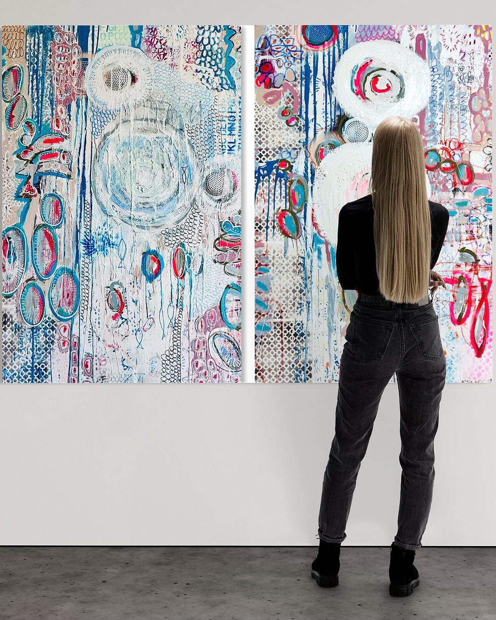 Miniaturbild: Alphabet of Tides & Floating Signs - Diptychon 2026: Acryl Mixed Media on Canvas
