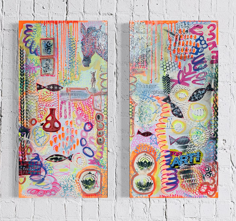 Miniaturbild: Pop Art Metamorphose 1 & 2” Diptychon: Acryl Mixed Media on Canvas