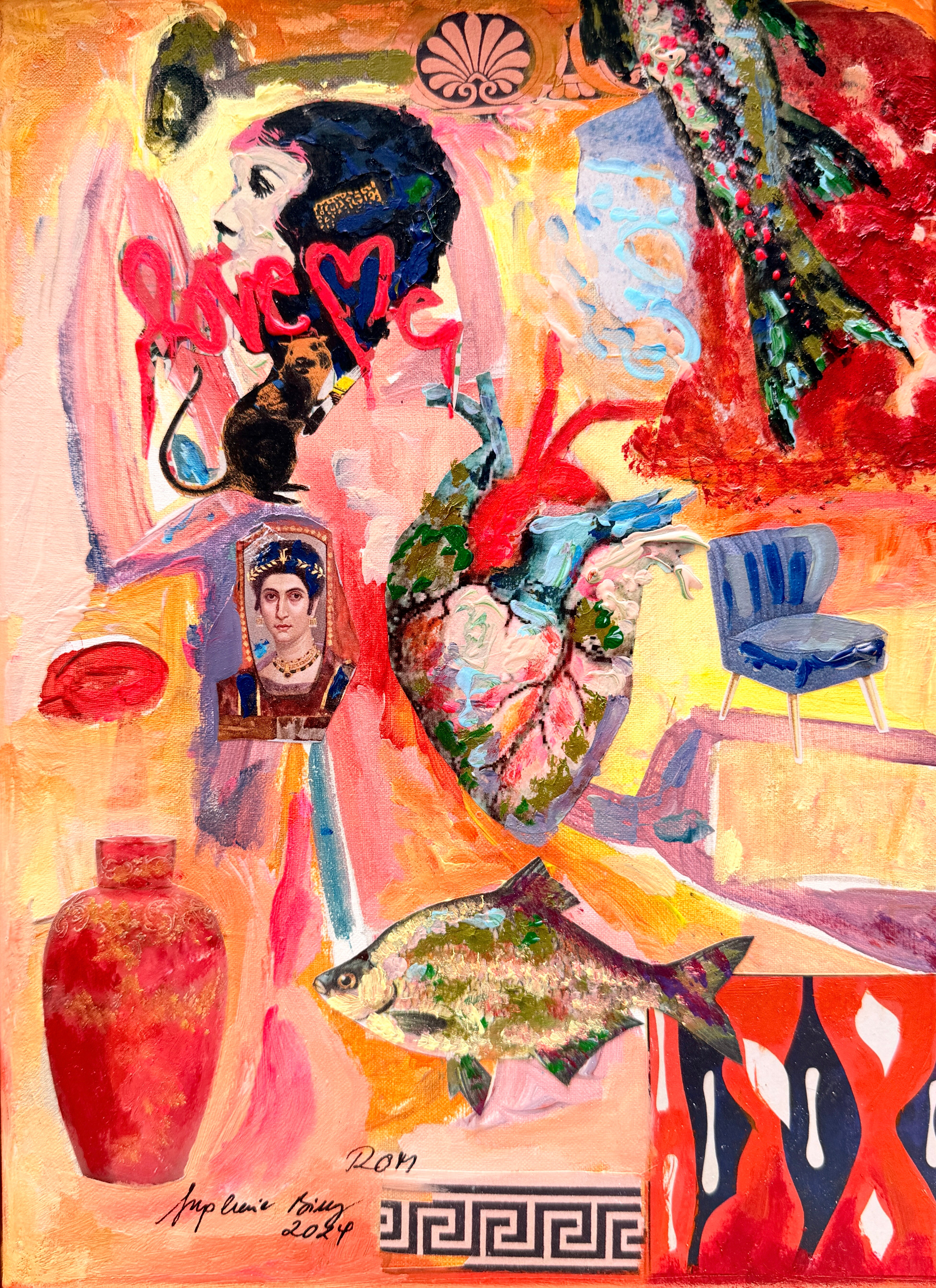 Roman Diary Love Me, Roma 2024: Acryl Mixed Media on Canvas