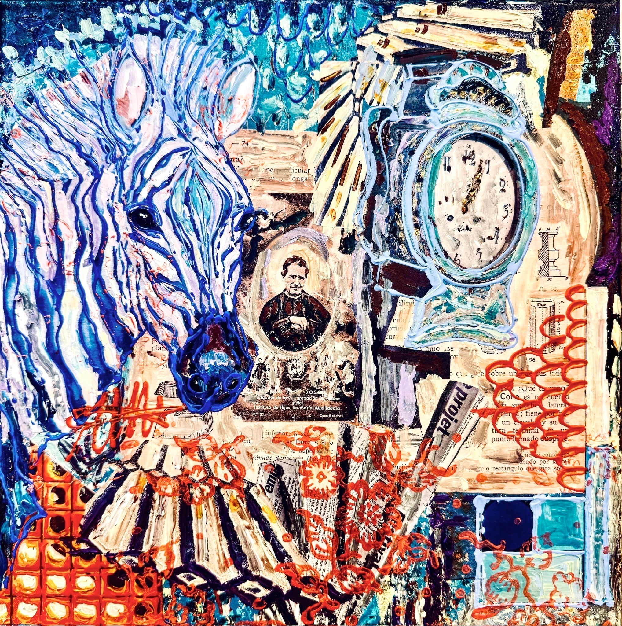 Blue Zebra crossing through Time 2026: Acryl Mixed Media on Canvas