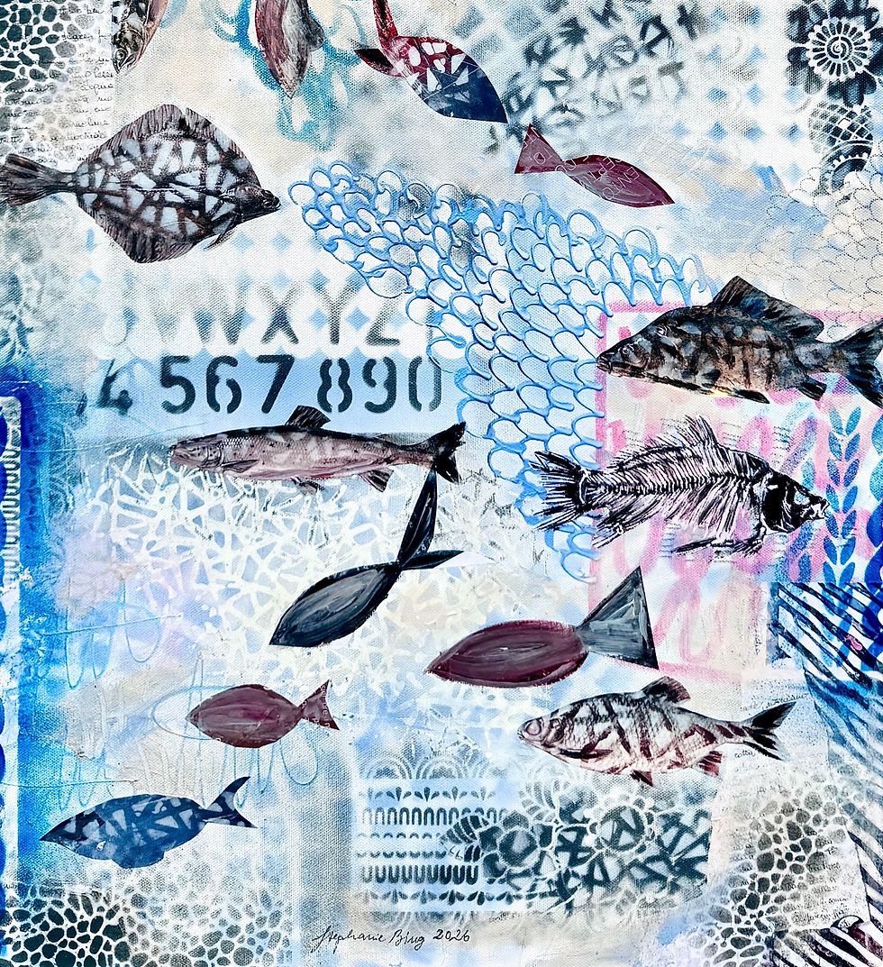 Miniaturbild: Oceanic Fragments. Alphabet of the Sea 2026: Acryl Mixed Media on Canvas
