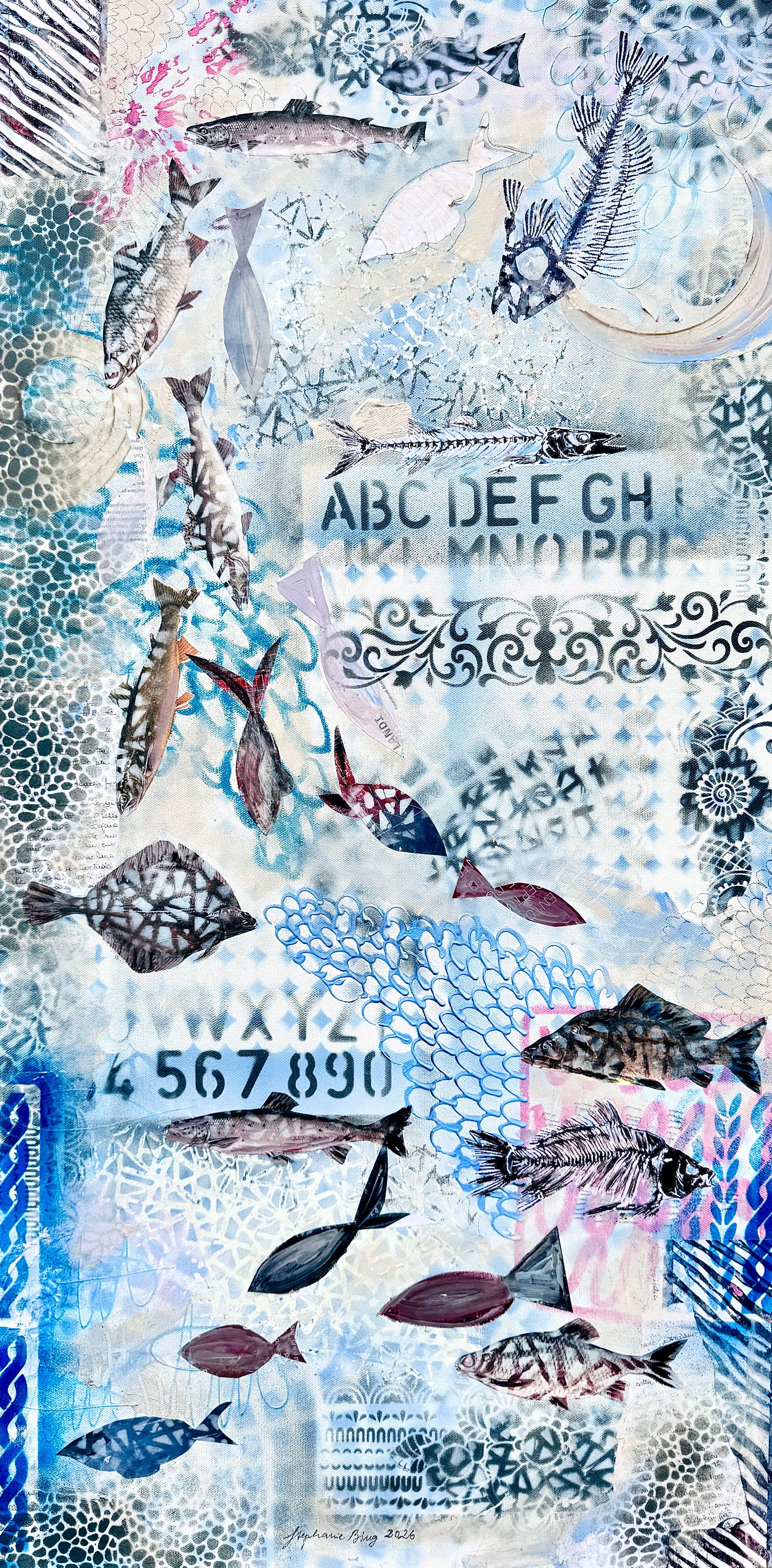 Oceanic Fragments. Alphabet of the Sea 2026: Acryl Mixed Media on Canvas