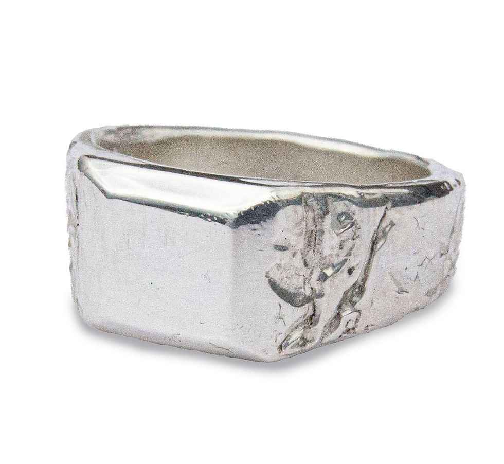 Thumbnail: Square Polished Top with Textured Band Ring