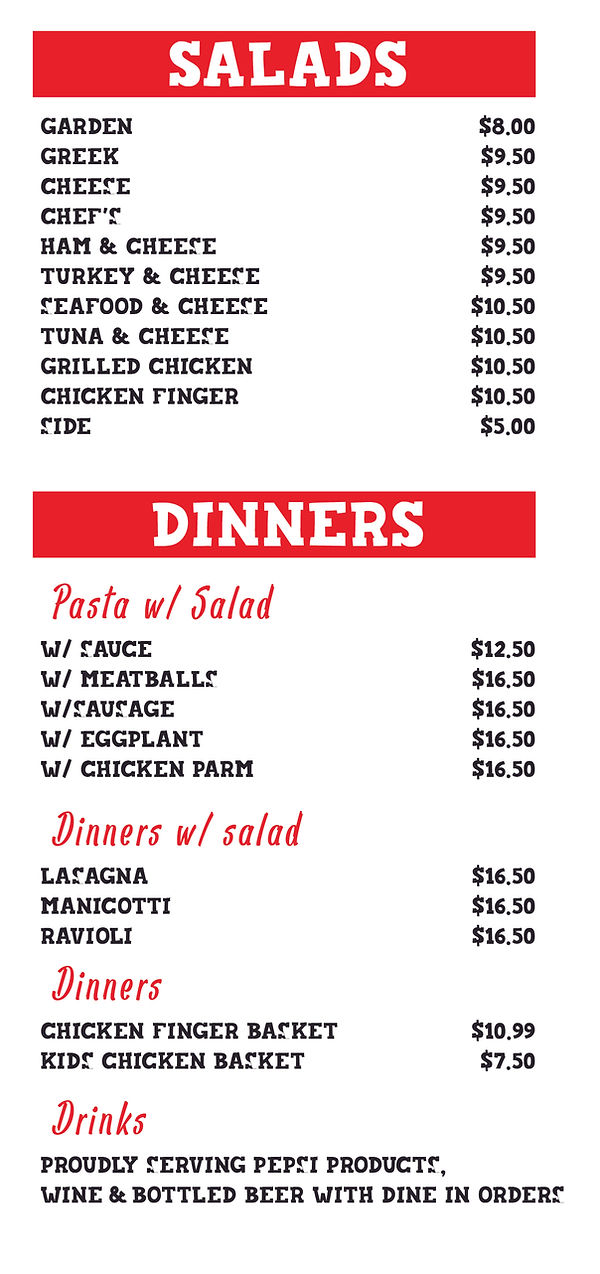 MENU Pizza Chef of NL