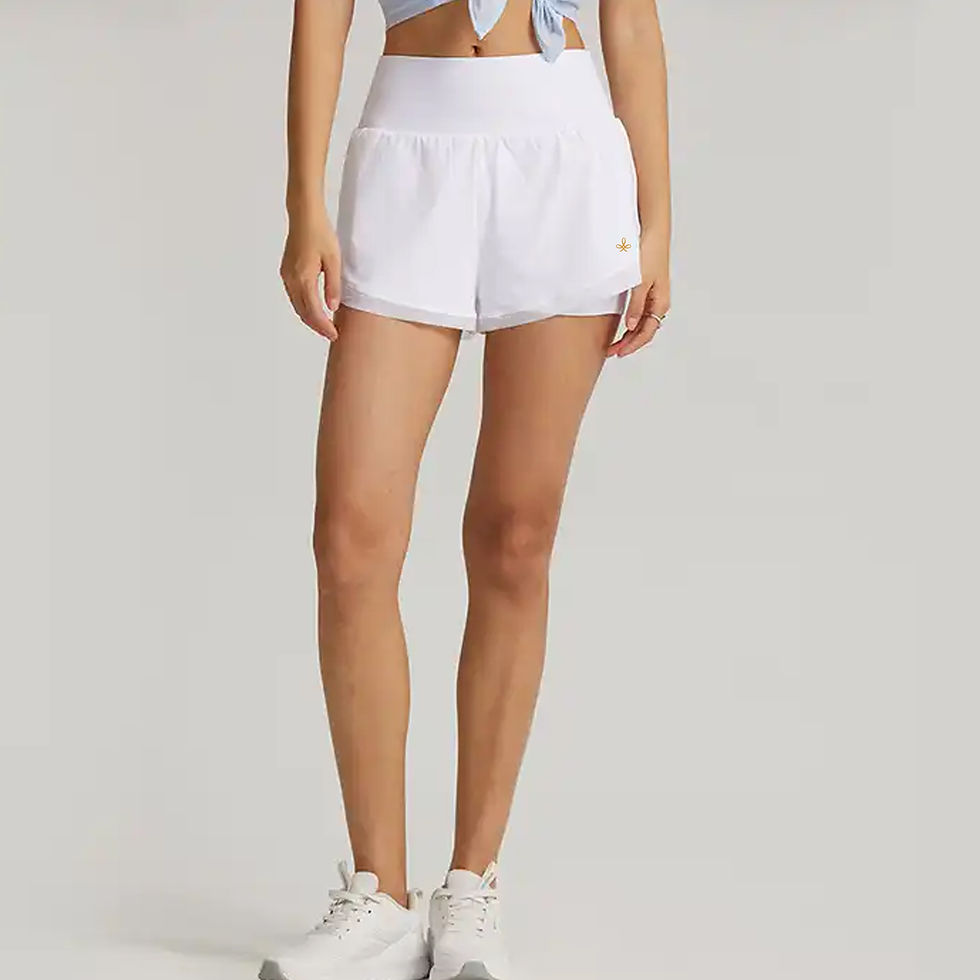 Thumbnail: This  shows the LANETHIX Shorts - Mesh Detail in white on a person from the front.