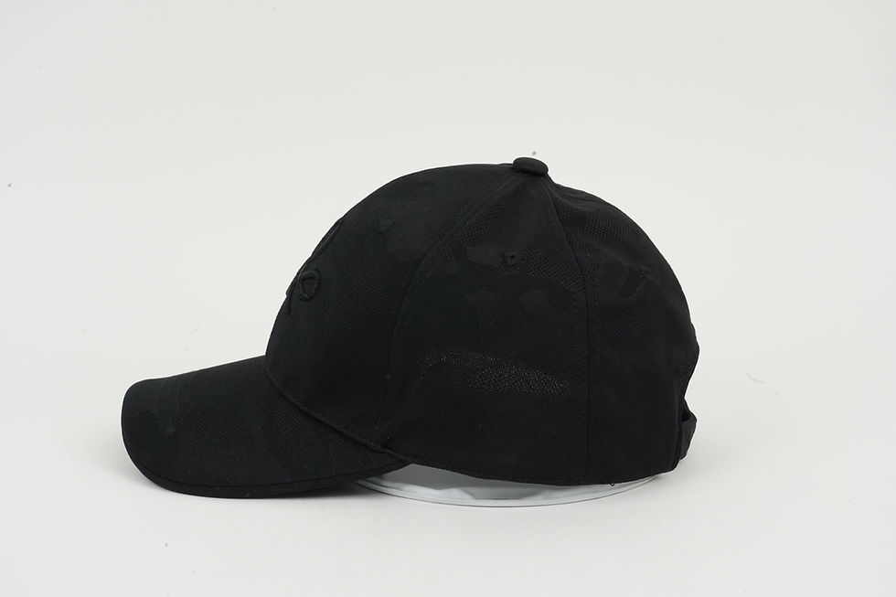 Miniatura: a side view of the Lanethix logo baseball hat in black on a white background