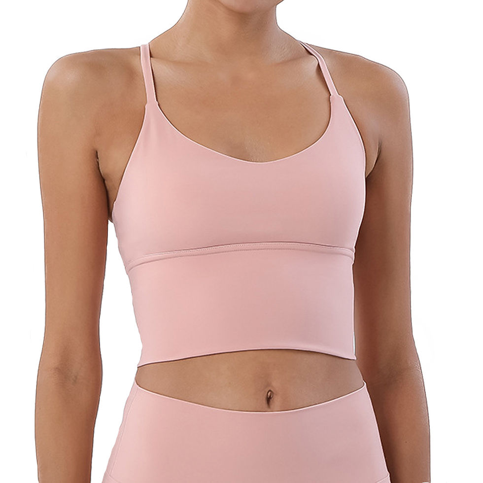 Thumbnail: a model wearing the super soft longline bra top in light pink  - front view