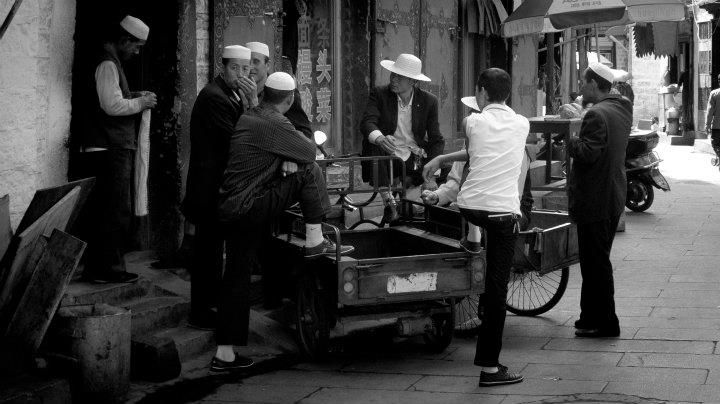 People Talking at Muslim Quarter - Lhasa, Tibet