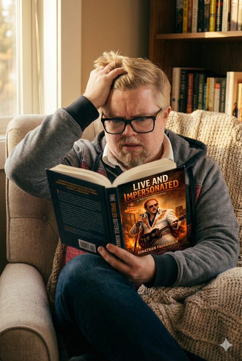 I'm probably a year out from publishing Live and Impersonated but it's coming along very nicely. AI picture above shows a temp cover.