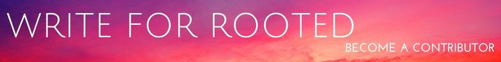 Purple and red ombre Root Magazine banner