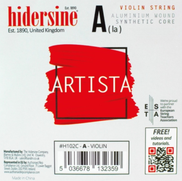 Hidersine Artista Violin A String – Aluminium Wound, Synthetic Core