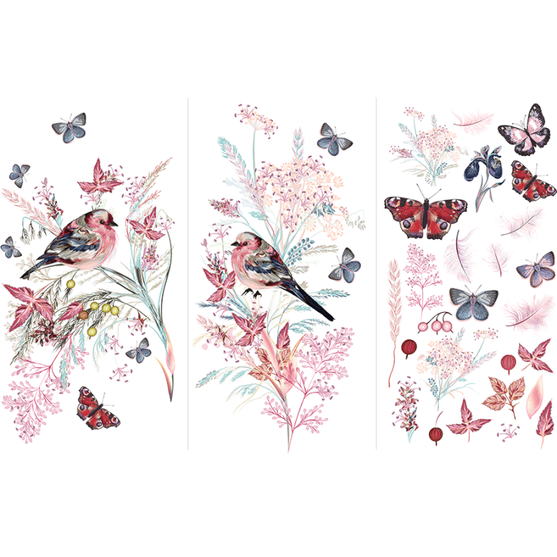 TRANSFER HOKUS POKUS OISEAU ROSE