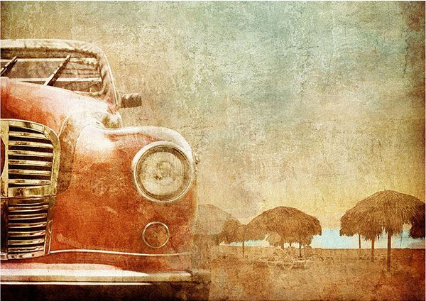 FOGLIO PER DECOUPAGE VINTAGE RED CAR