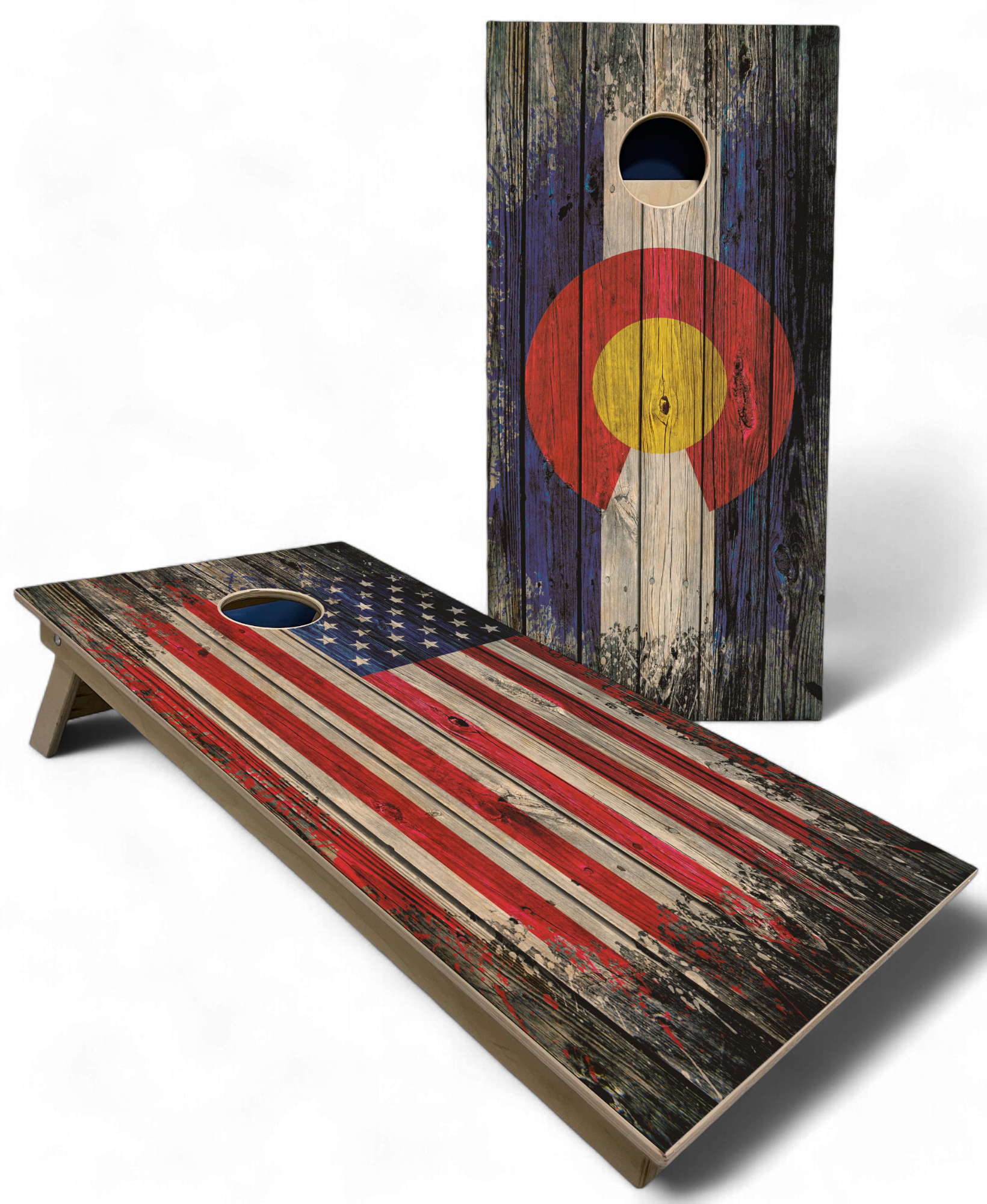 Colorado American Flag Splatter Cornhole Boards