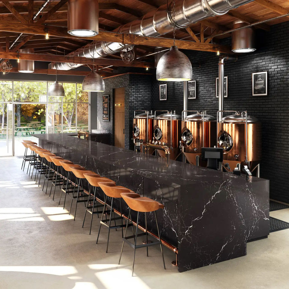 quartz counter top supply dealer dark bar