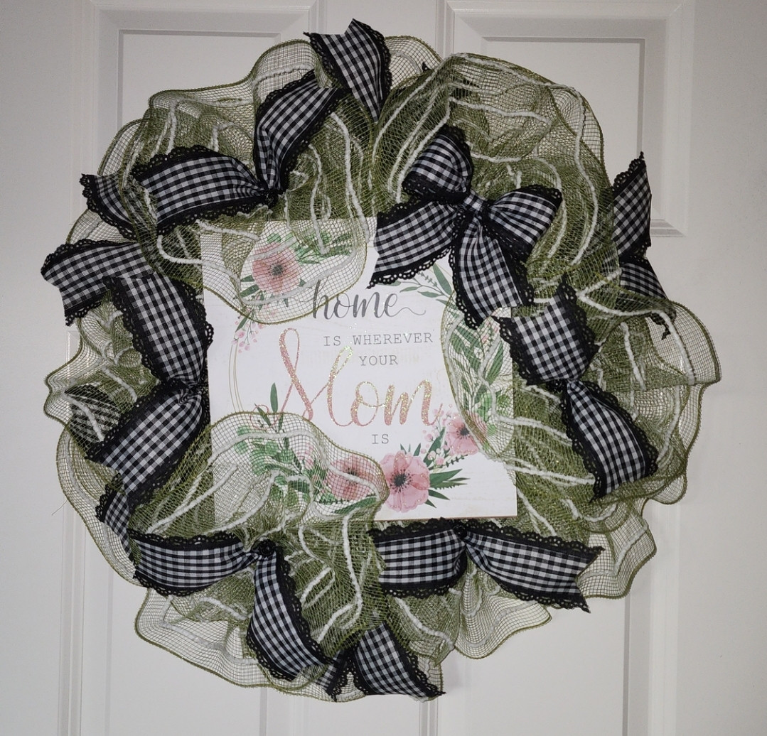 Mother's Day with black and white ribbon