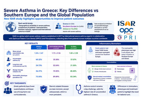 Asthma patients in Greece found to have fewer asthma exacerbations and steroid-related diseases compared to global patterns in new study from ISAR