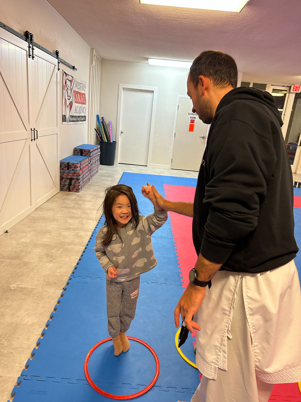 Girl at Treetops Montessori Preschool in Karate Class