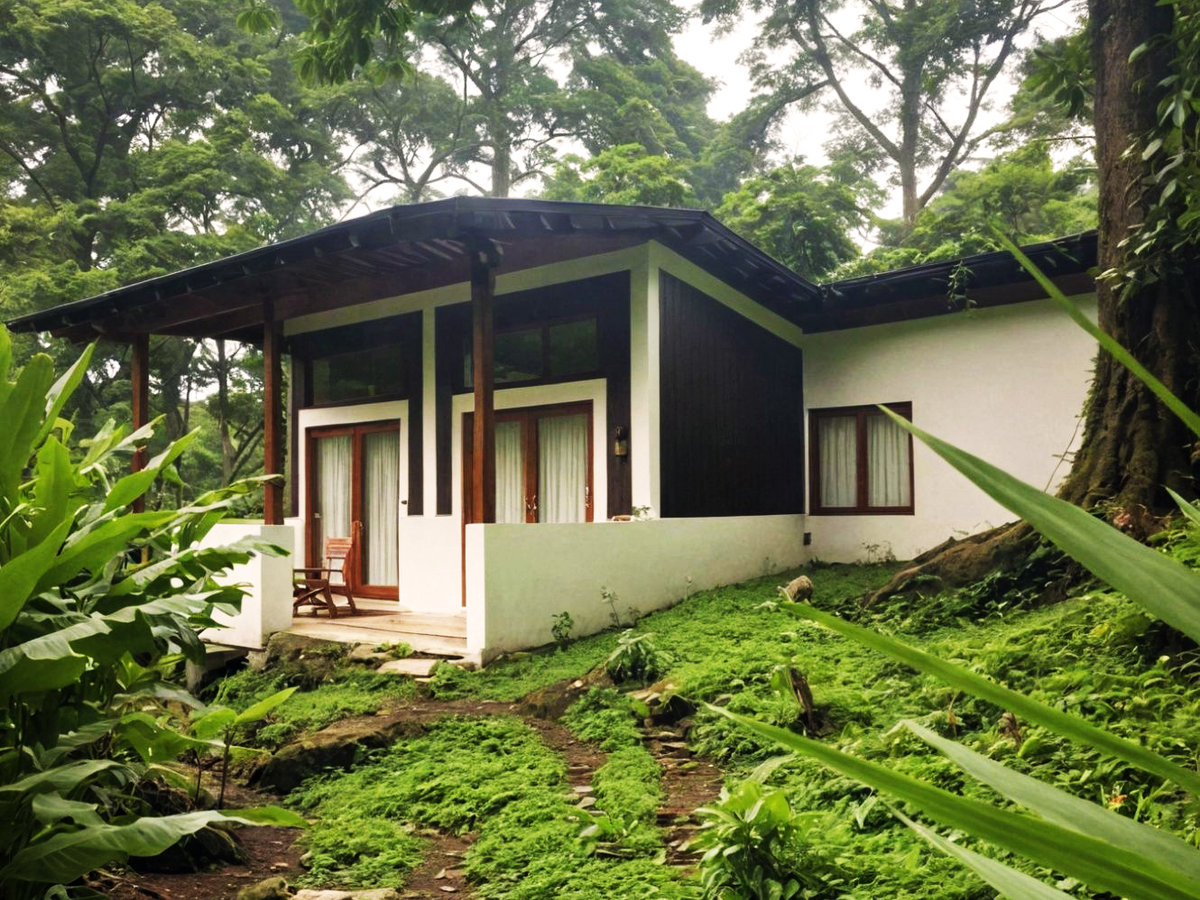 Águila cabin surrounded by trees at Reserva Los Nogales