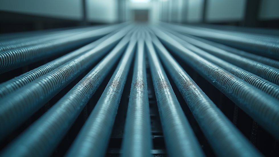 Eye-level view of clean evaporator and condenser coils in an AC unit