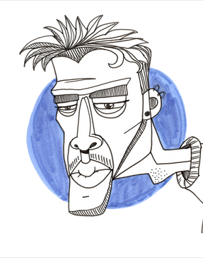 Pen Doodle of a Man with a circle background