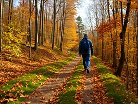 A peaceful forest landscape with sunlight filtering through the trees