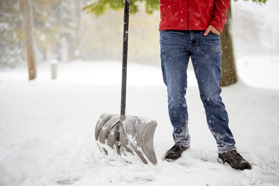 Rock salt and snow shovels