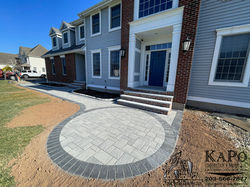 Paver Walkway done with Techo Bloc Pavers and Granite Steps with Bricks done in Southingto
