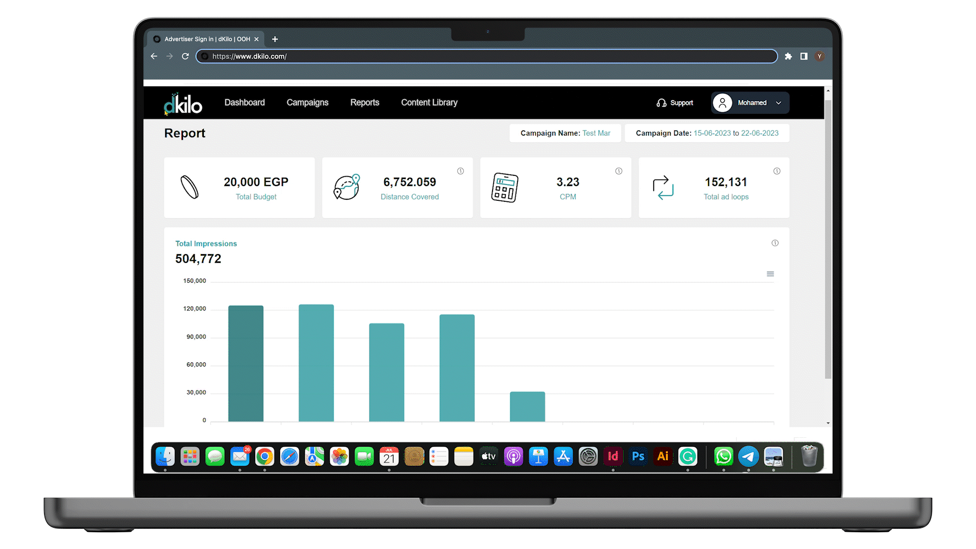 dKilo OOH Ads Manager Impressions Performance Reports