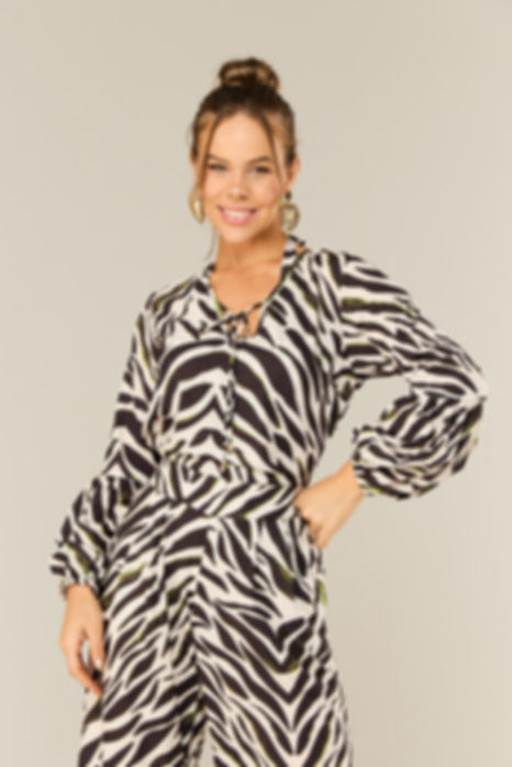 Bata Camisa Estampa Tigre Verde 4067