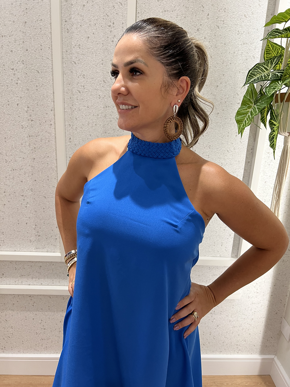 Miniatura: Saída Curta Azul Macramê