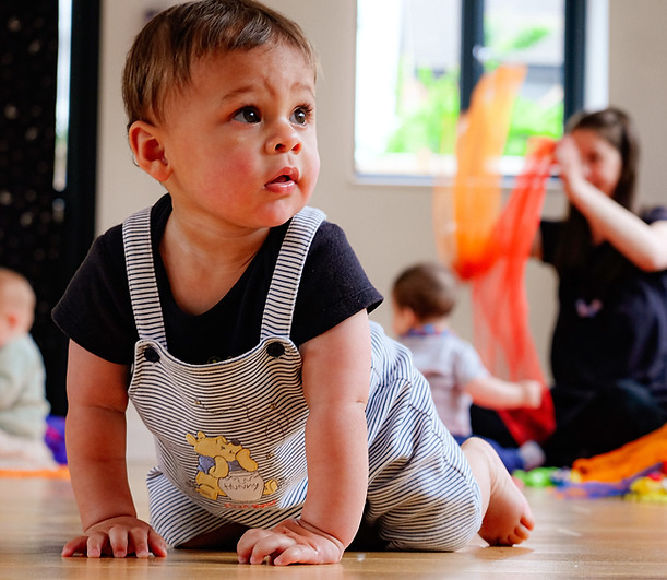 Baby at Spark Shakers sensory class - baby and toddler development.