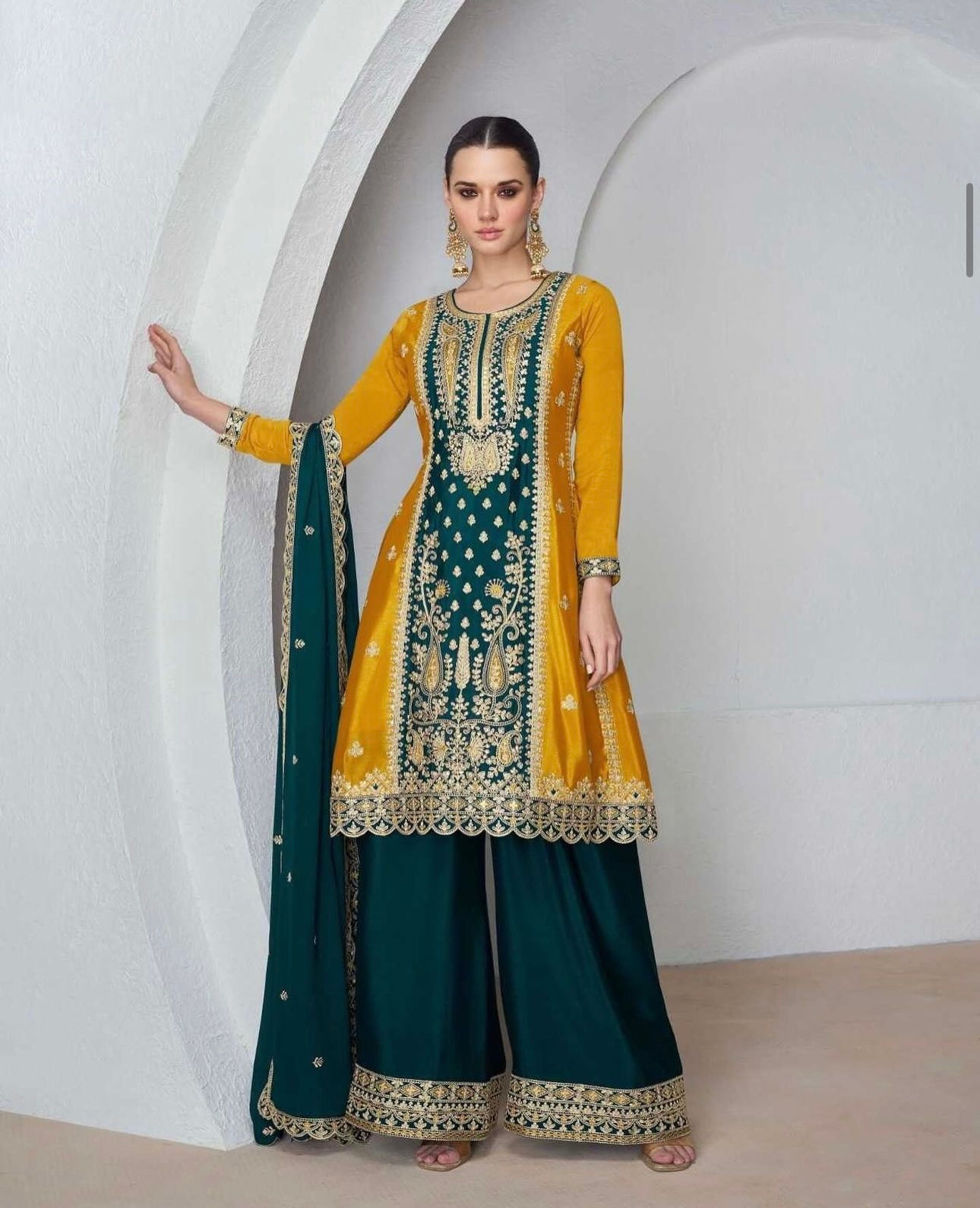 Short Anarkali with straight palazzo