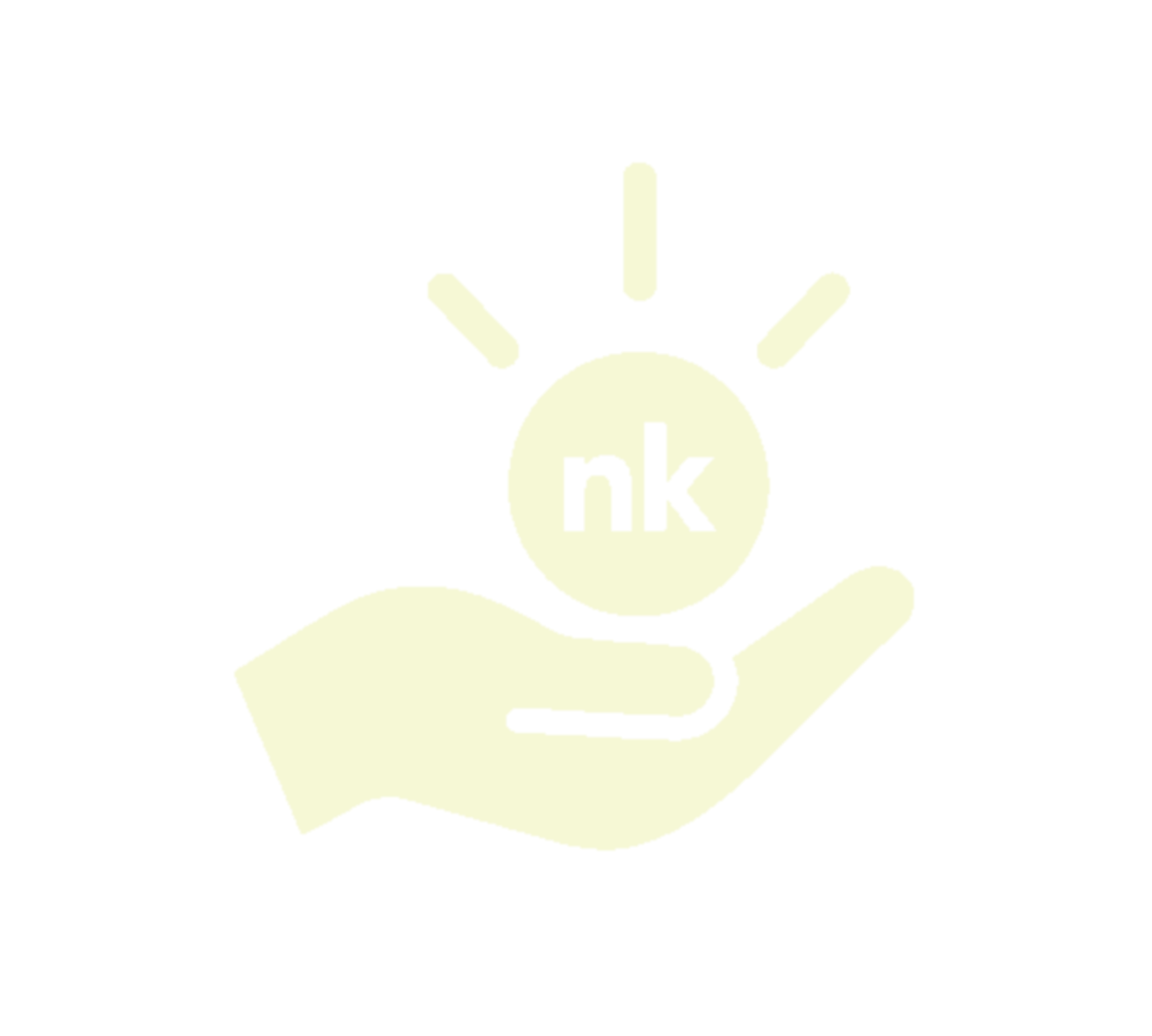 Icon in yellow showing a hand holding a sun 