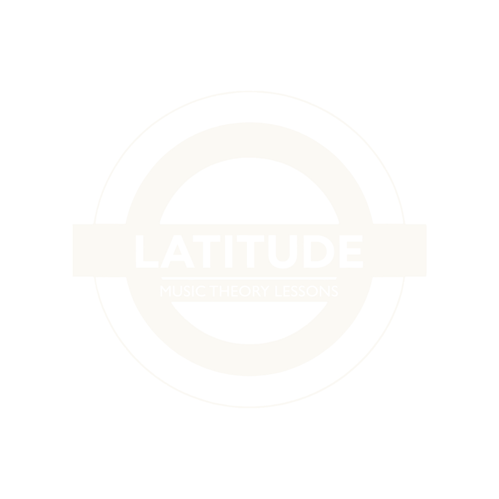 Latitude music lessons theory logo in white