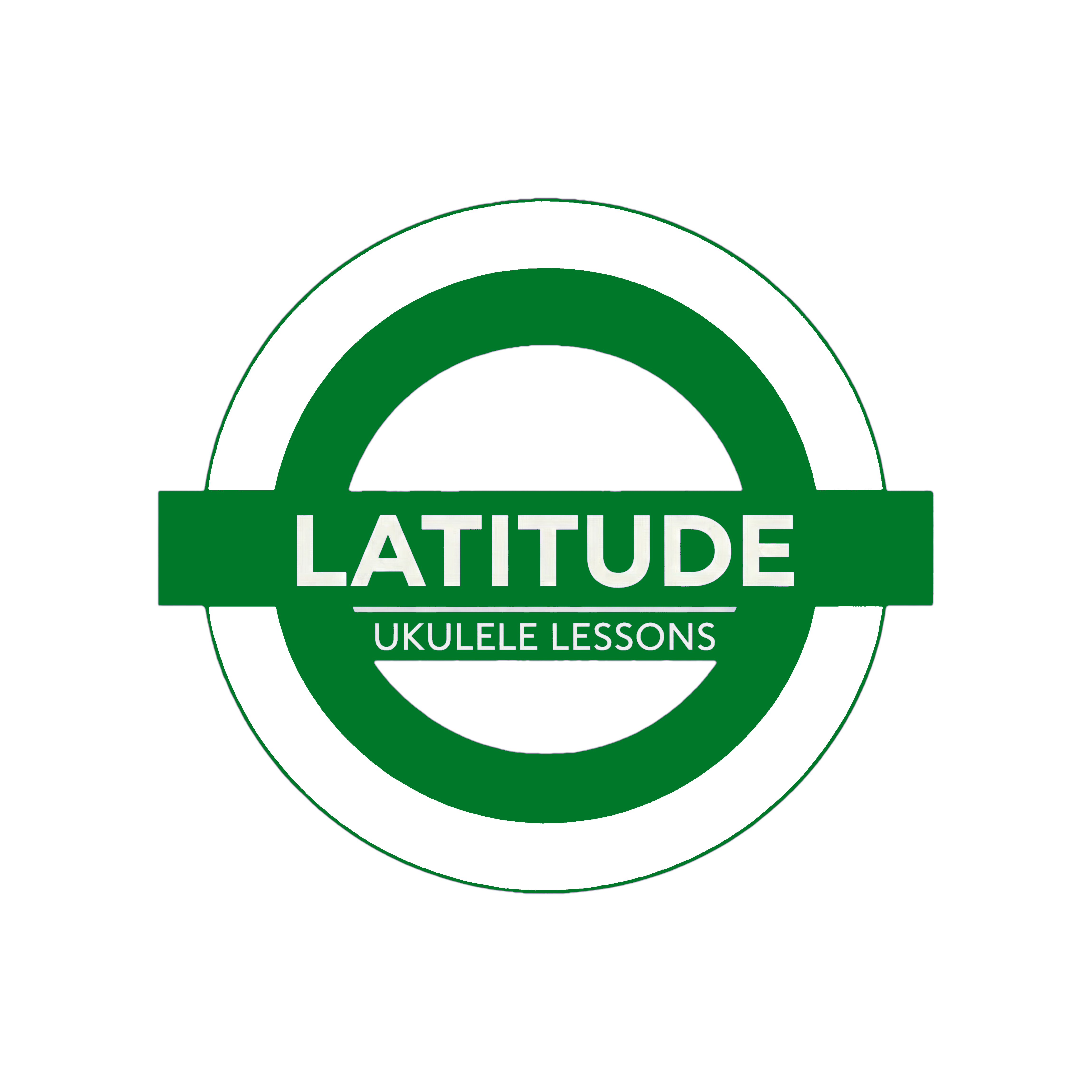 Latitude Music Lessons Ukulele logo in District Line London Underground Colours