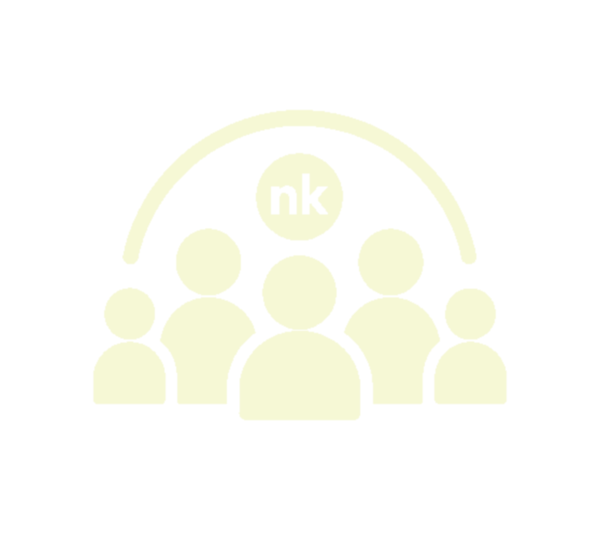 yellow icon showing people in a close community 