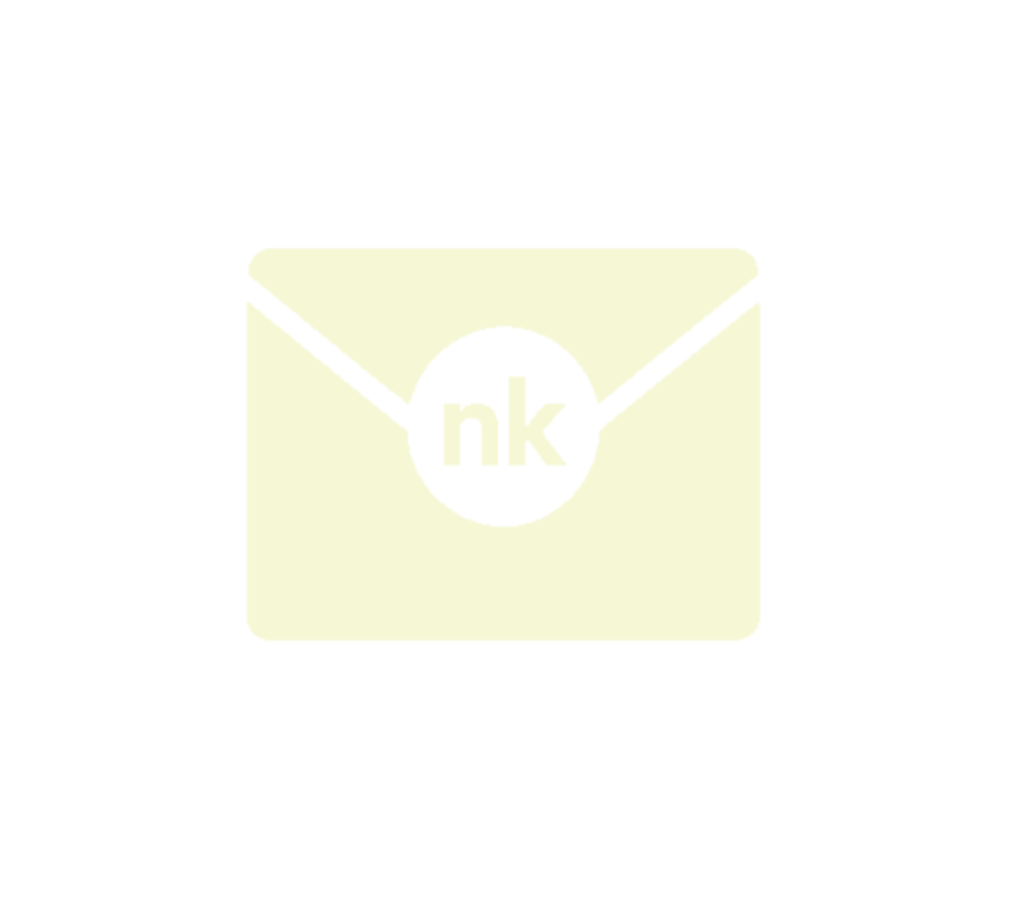 Mail icon with the letter n and k inside in the nkind yellow colour