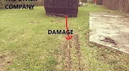 Lawn damage from big ugly roll off dumpster