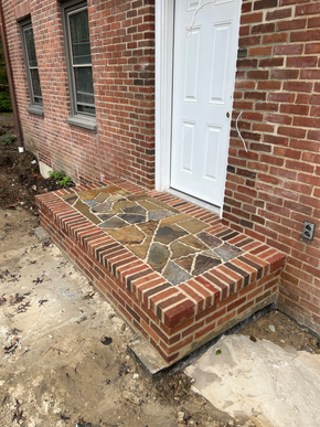 Custom masonry work at front porch of a home in Canfield, Ohio