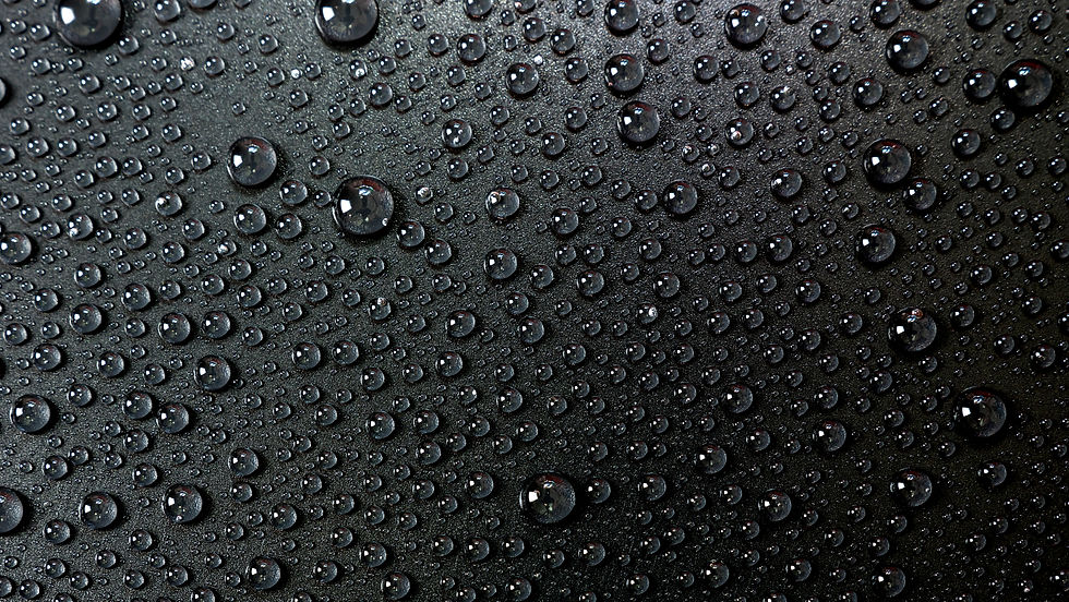 Water drops rain or droplet on black background._Condensation is the process of a substanc