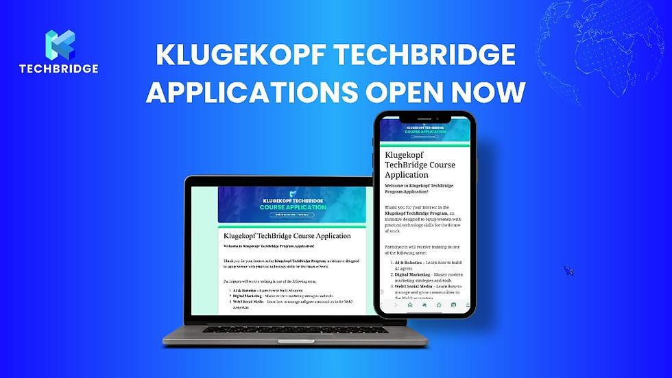 Klugekopf TechBridge Opens Applications for Women in Tech: AI, Web3 and Digital Marketing Courses