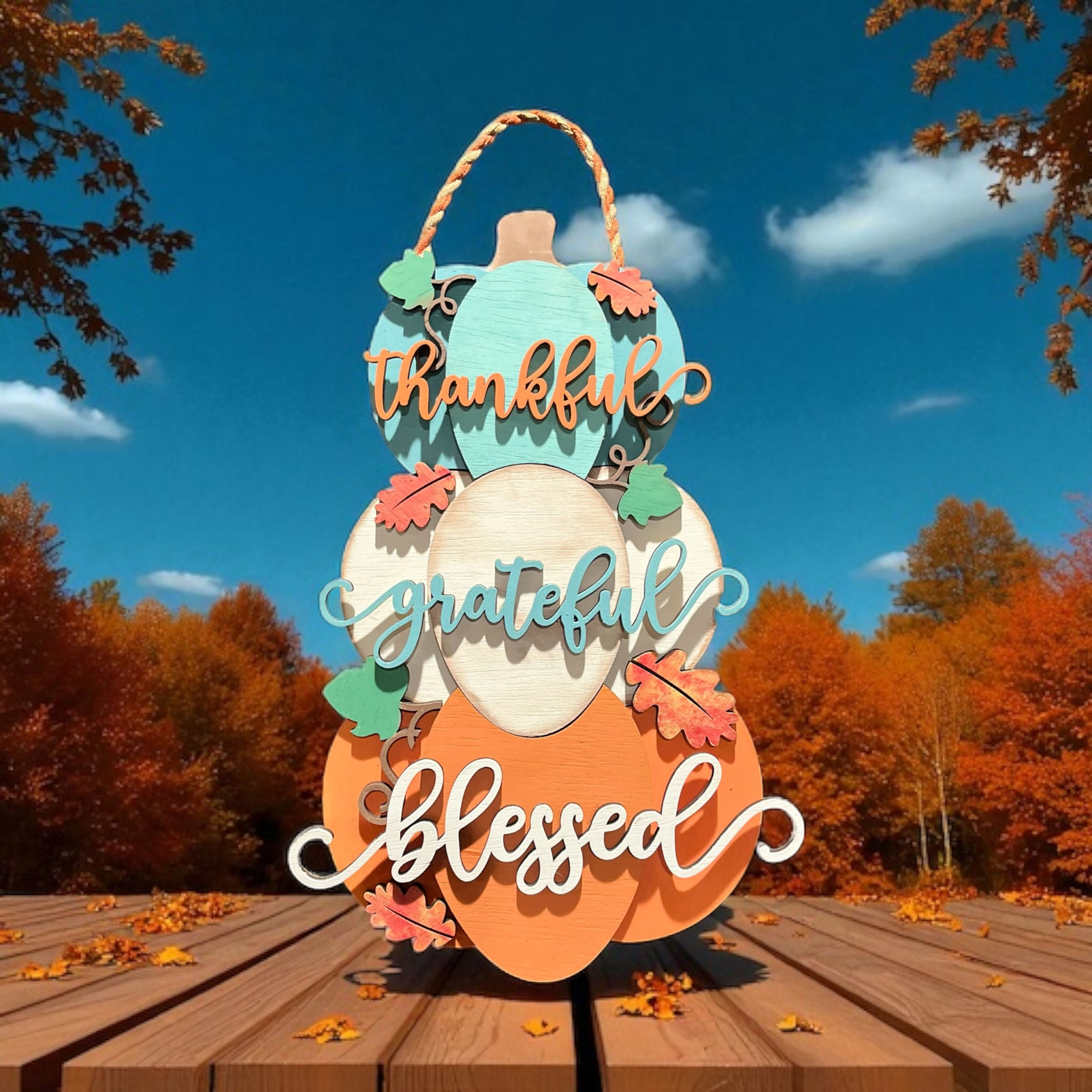 Stacked Pumpkins DIY Wood Sign Kit | All Supplies Included |Handcrafted in US