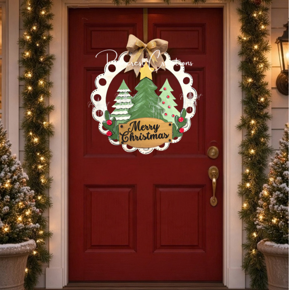 DIY Paint-Your-Own Door Decor Kit, Merry Christmas Wreath Decor, Farmhouse Chris