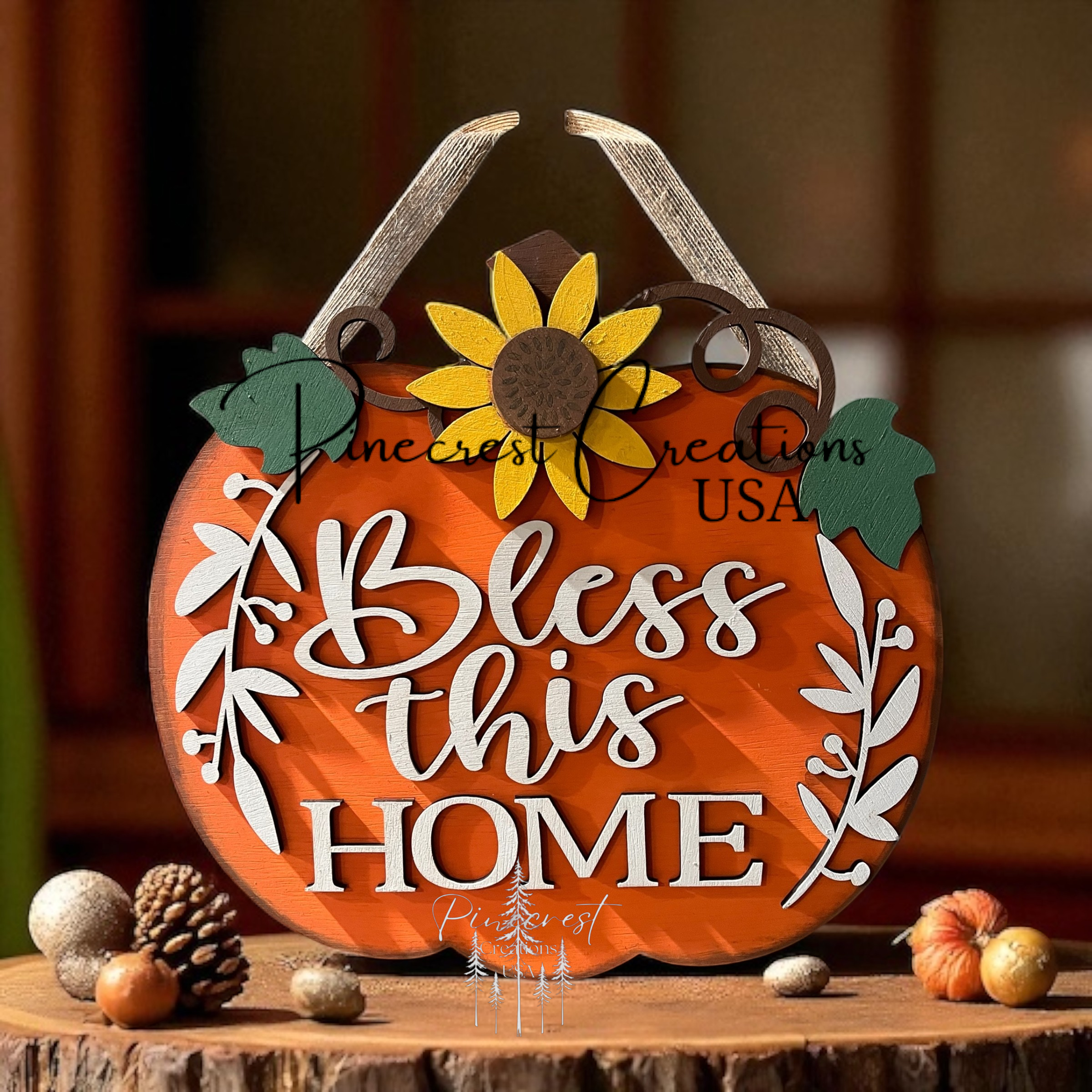 "Bless This Home " Pumpkin Fall Wood Sign Kit– DIY